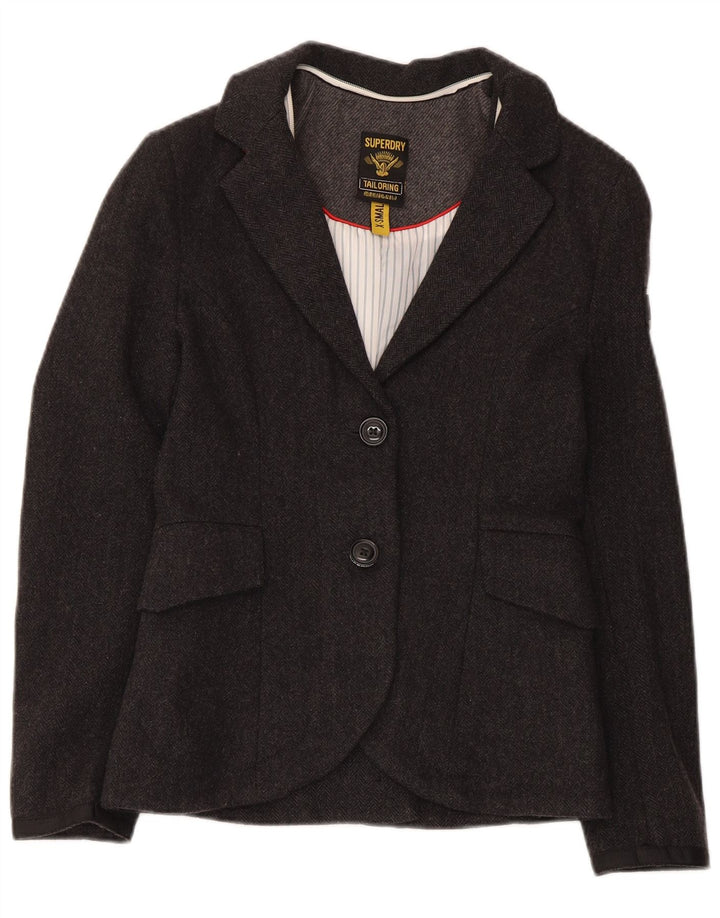 Superdry Chaqueta tipo blazer de 2 botones para mujer UK 6 XS Lana gris