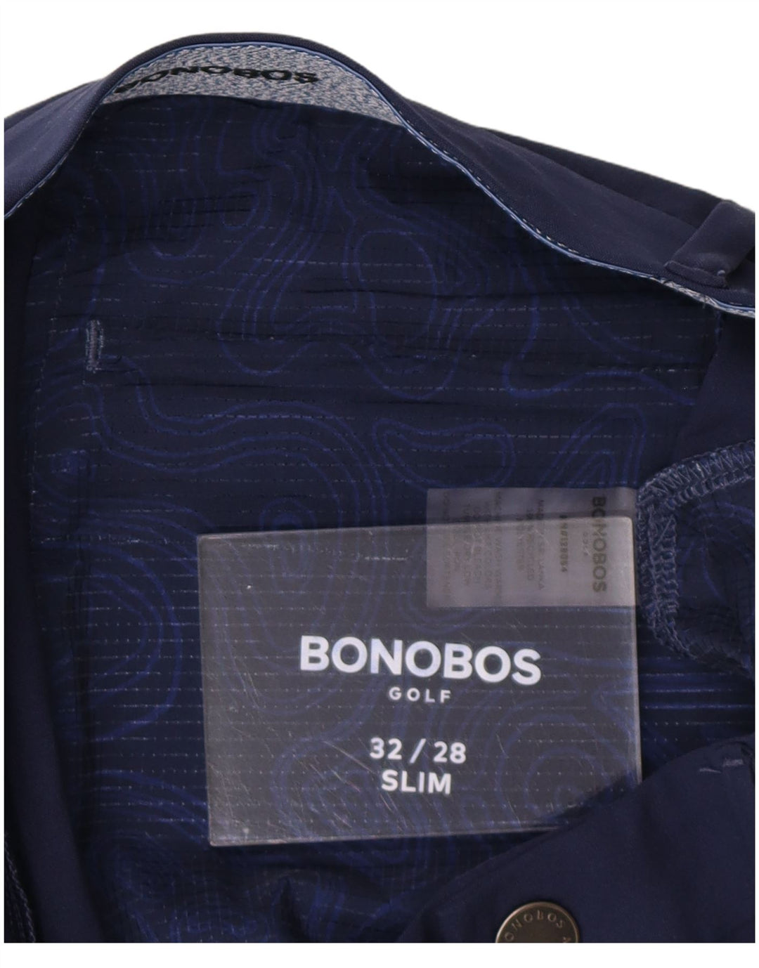 BONOBOS Pantalón chino slim fit para hombre W32 L28 Poliéster azul marino