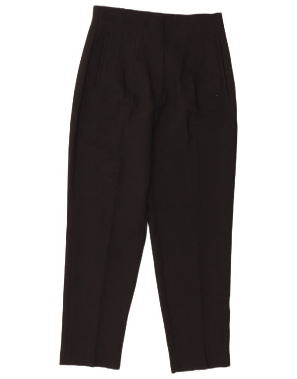 Zara Mujer Pantalones Casuales Cónicos De Cintura Alta Mediano W28 L27 Negro