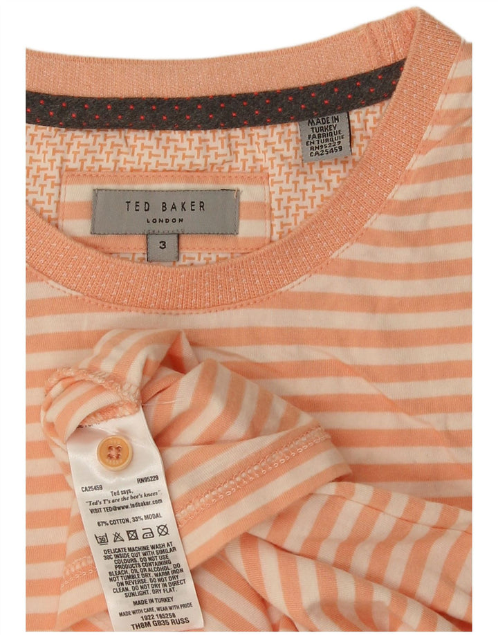 Ted Baker - Camiseta para hombre, talla 3, algodón a rayas, color naranja mediano