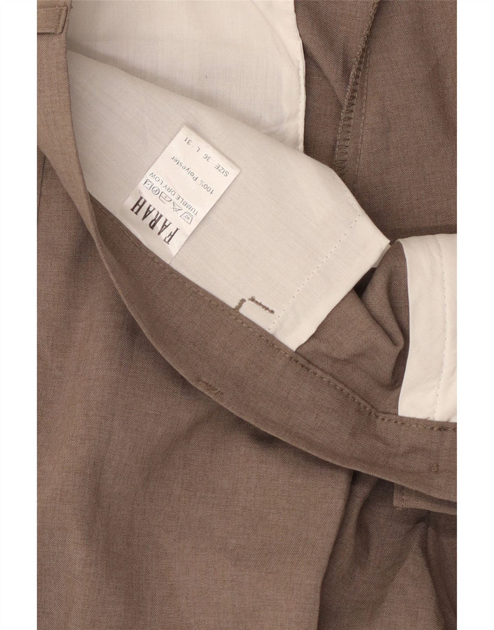 FARAH Pantalones informales rectos para hombre W36 L31 Marrón Poliéster