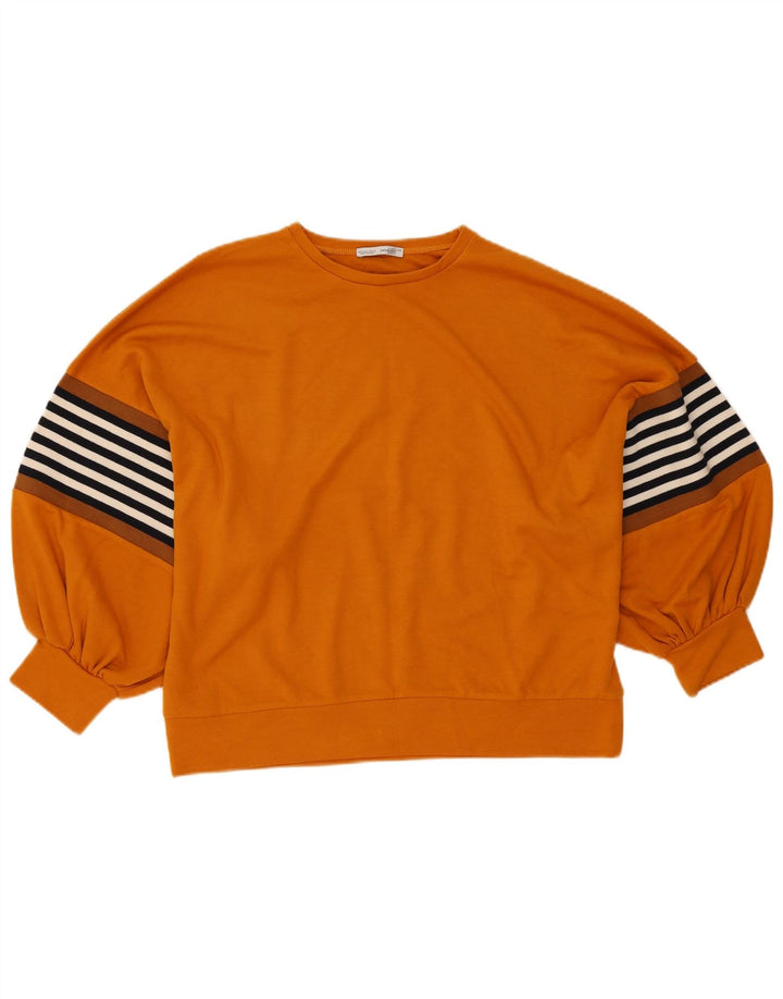 Zara Mujer Sudadera Oversize Jersey UK 10 Small Naranja Rayas
