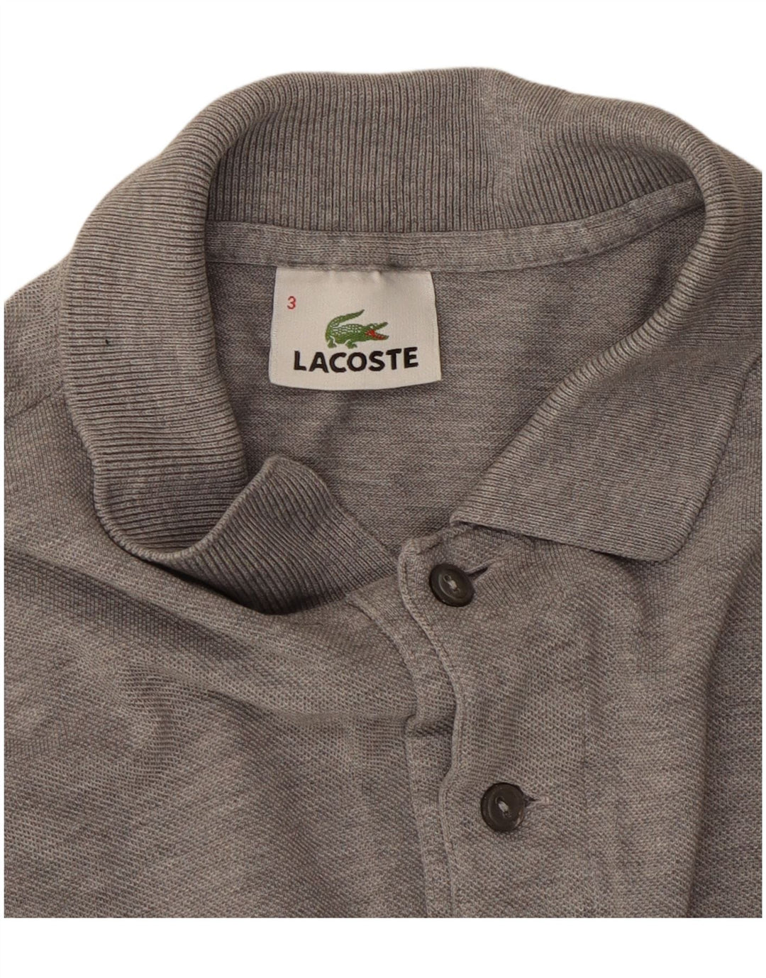 LACOSTE Polo para hombre talla 3 pequeño algodón gris