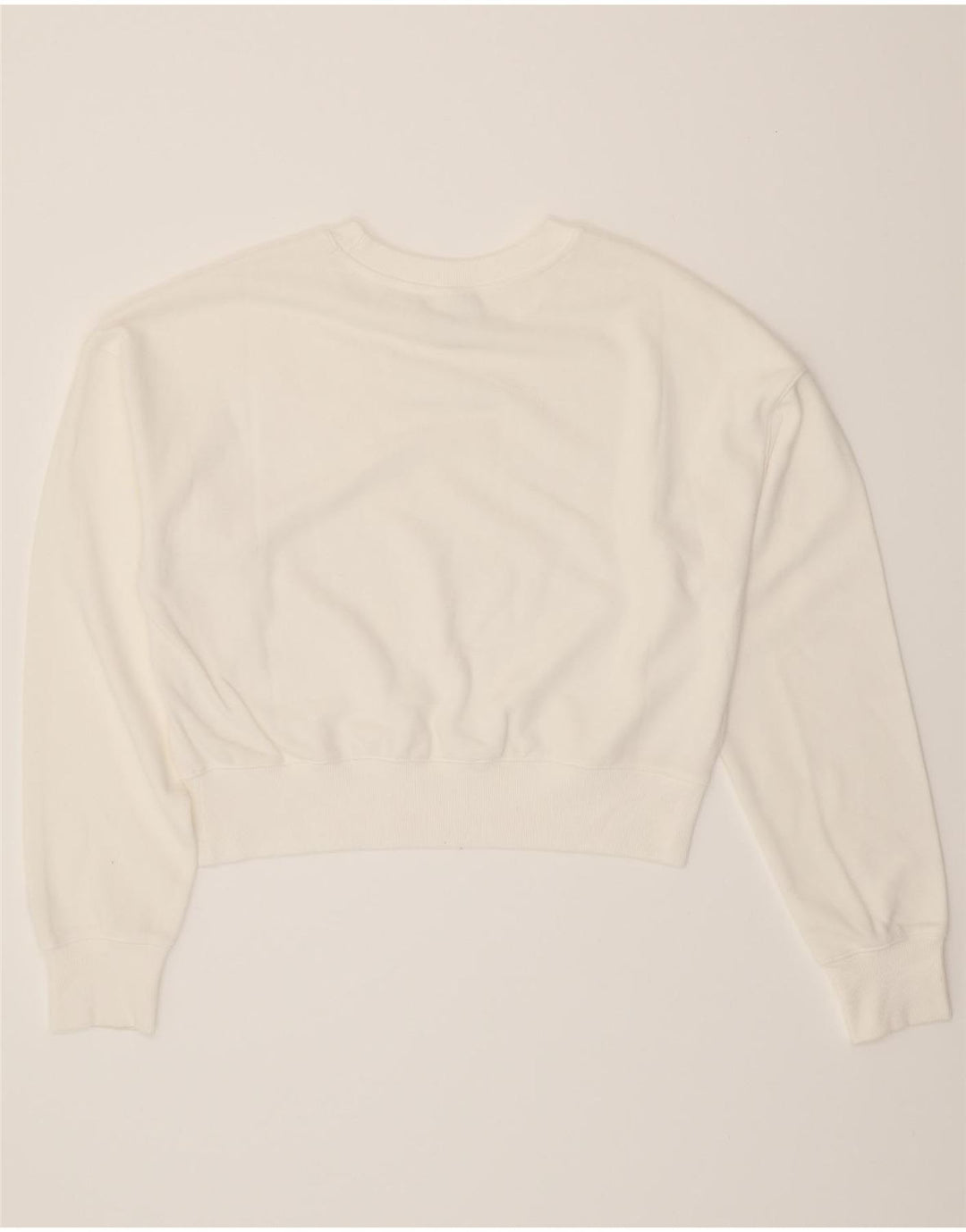 CHAMPION Womens Crop Sweatshirt Jumper UK 14 Medium White Vintage Champion and Second-Hand Champion from Messina Hembry 