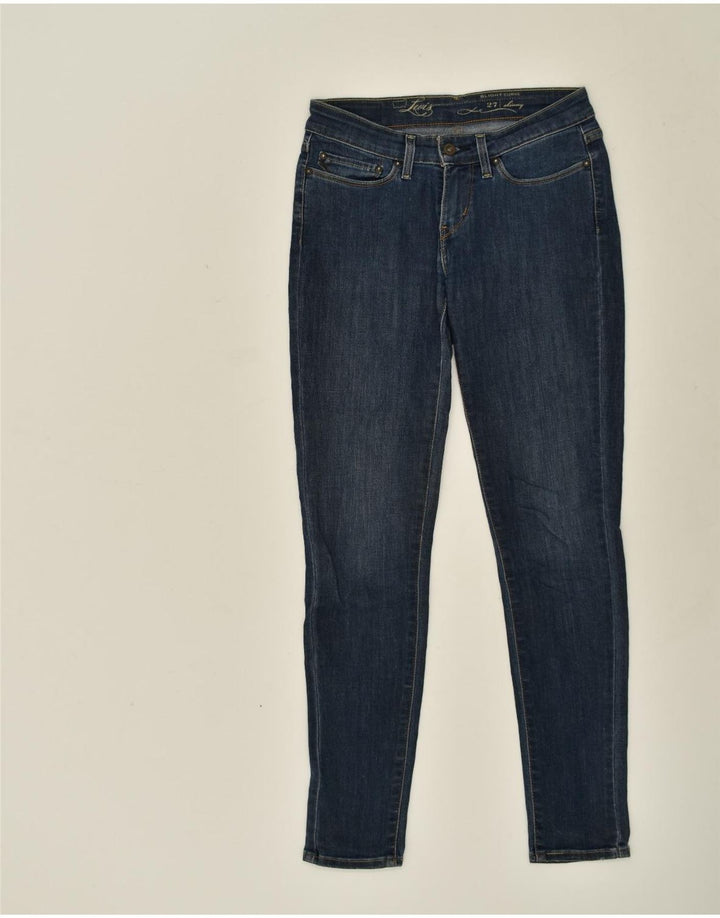 LEVI'S Womens Slight Curve Skinny Jeans W27 L32  Navy Blue Cotton | Vintage Levi's | Thrift | Second-Hand Levi's | Used Clothing | Messina Hembry 