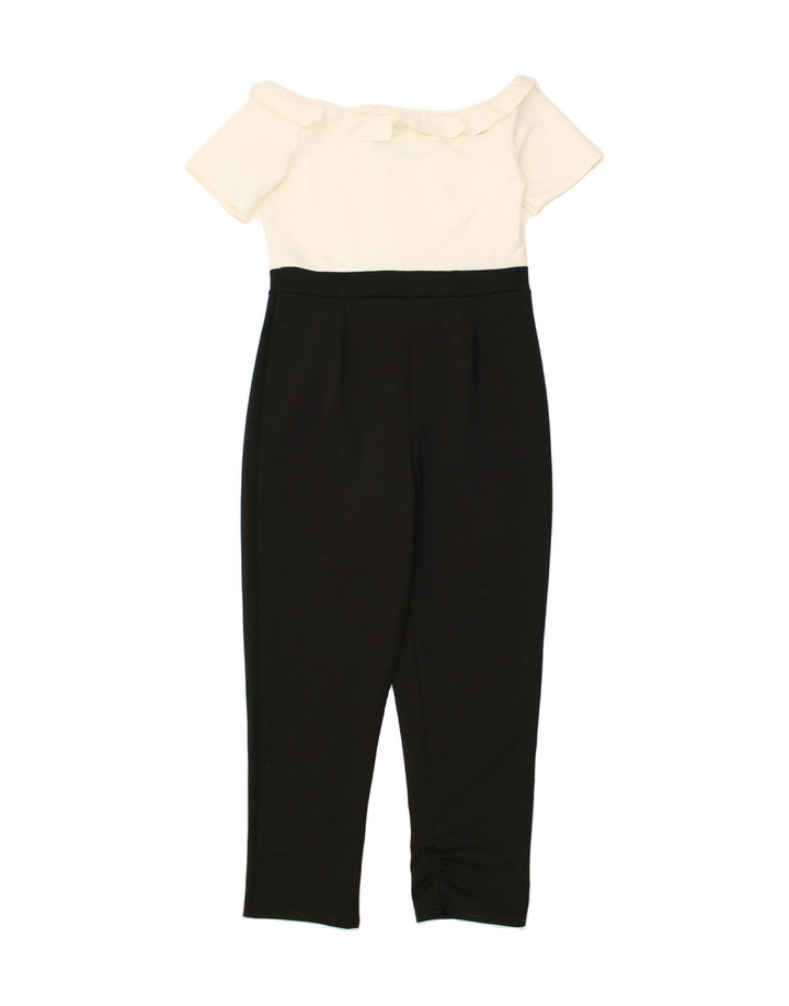 QUIZ Womens Off Shoulder Jumpsuit UK 16 Large Black Colourblock Polyester Vintage Quiz and Second-Hand Quiz from Messina Hembry 
