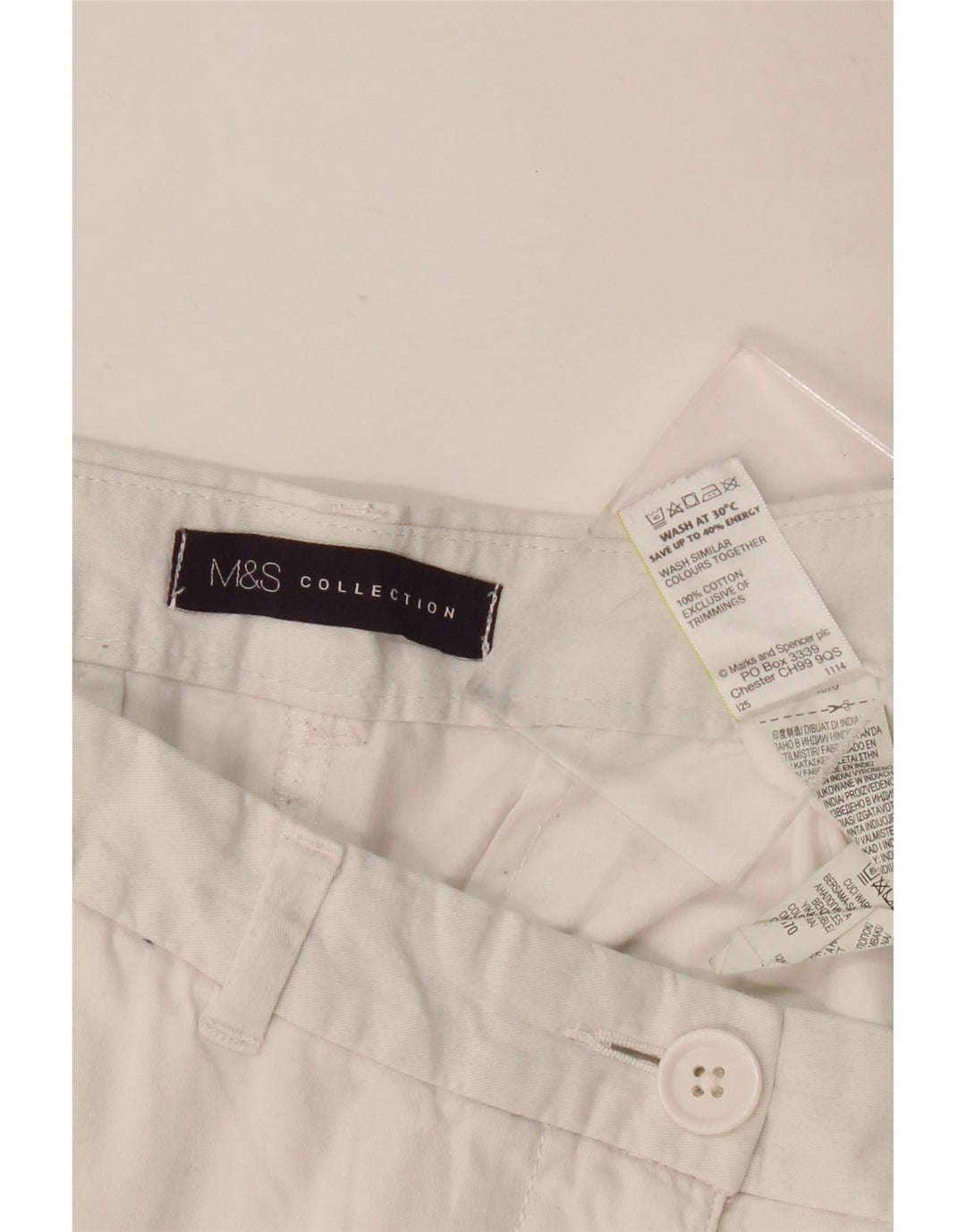 Marks & Spencer Pantalones cortos con pinzas para mujer UK 40 Large W36 L24 Blanco