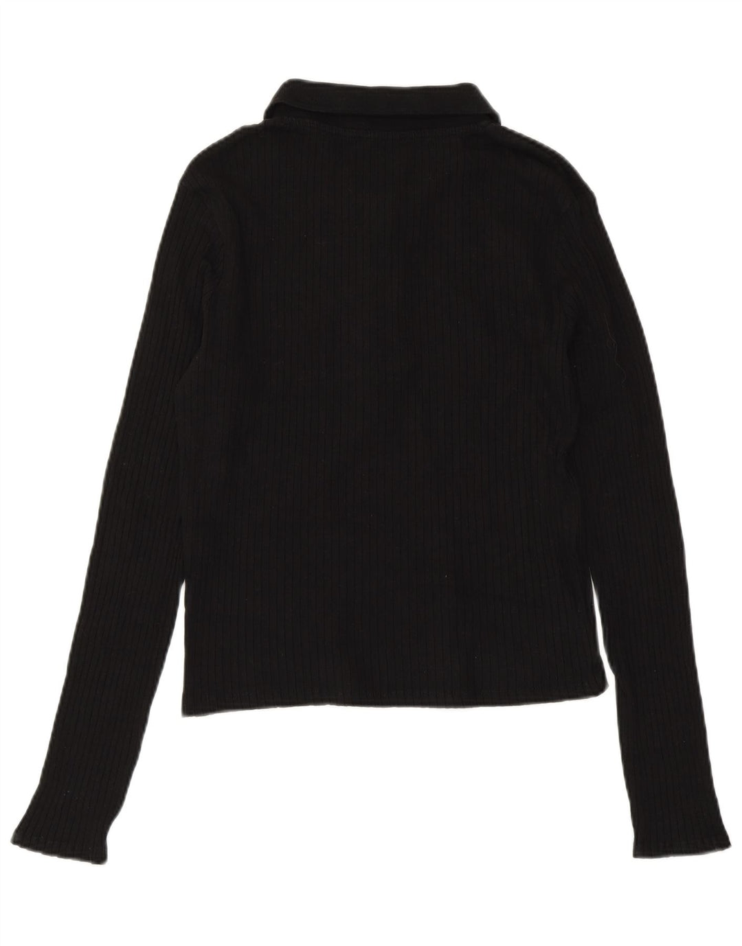 ZARA Polo corto de manga larga para mujer UK 44 Large Algodón negro