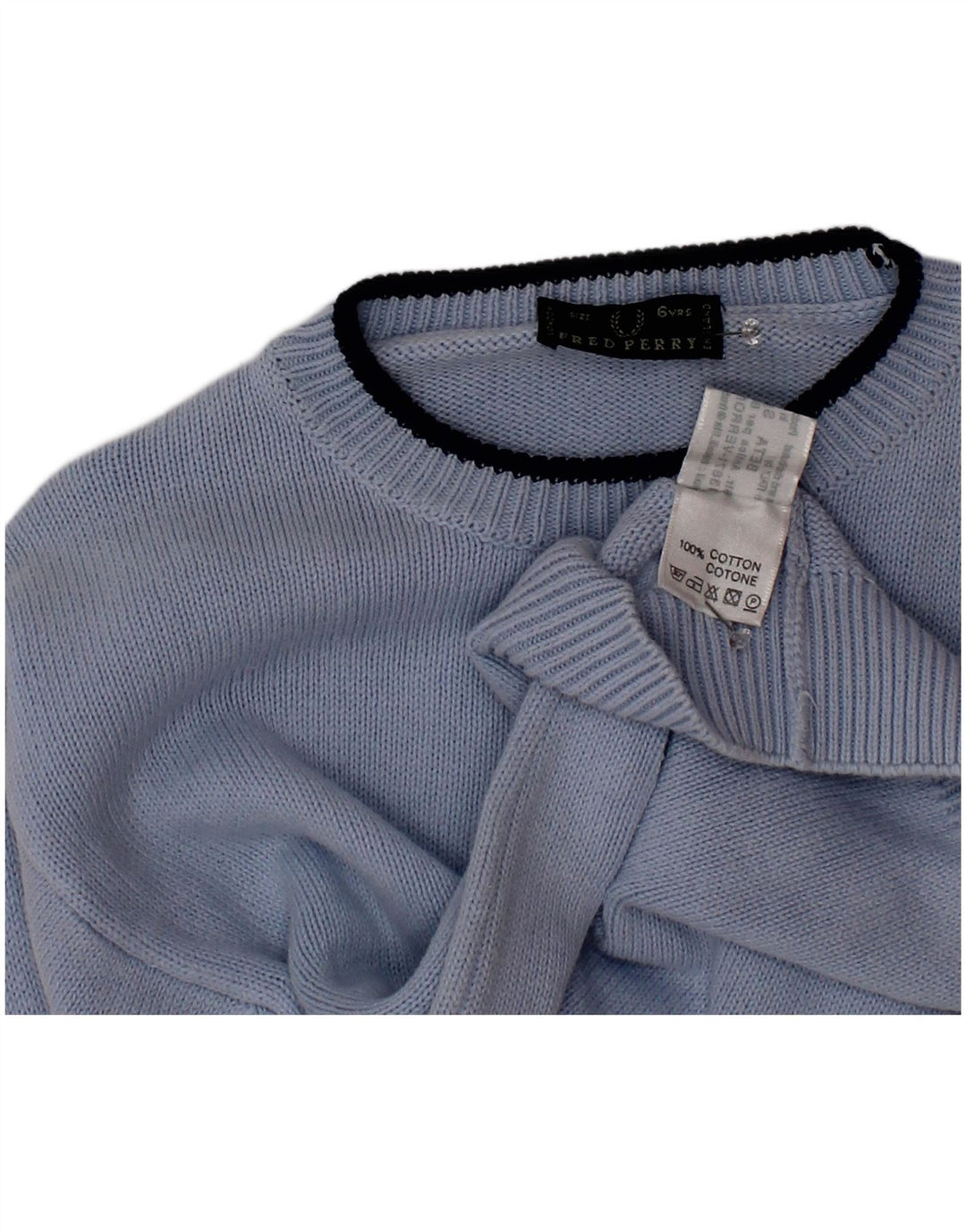 Fred Perry Jersey con cuello redondo para niño 5-6 años Algodón azul