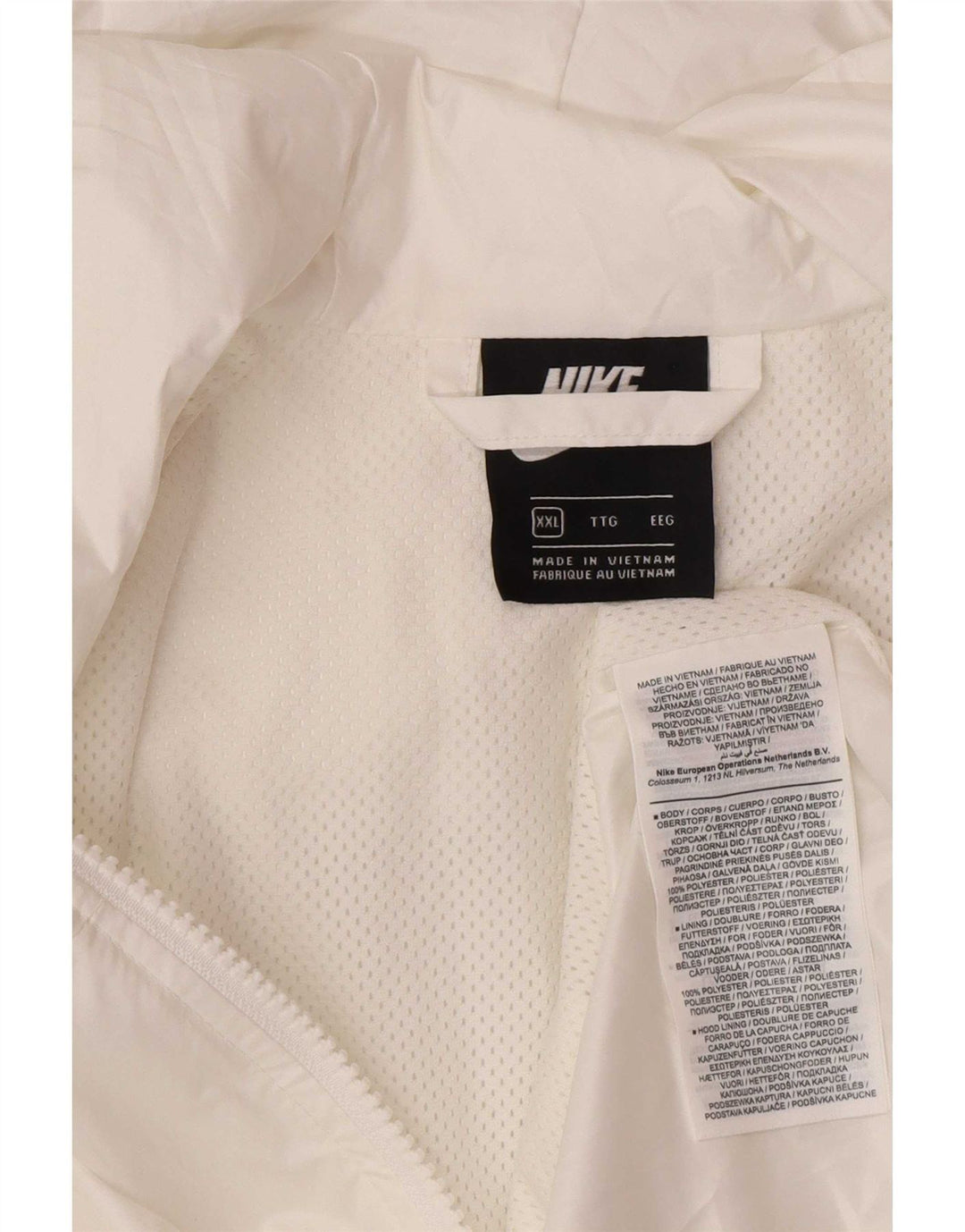 Nike Chaqueta impermeable con capucha para hombre UK 44 2XL Blanco Poliéster