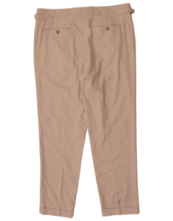 Marks & Spencer Pantalón chino cónico para hombre W36 L30 Poliéster beige