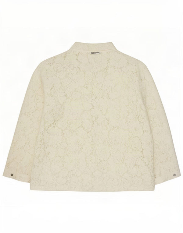 i Blues Blusa de encaje de manga 3/4 para mujer UK 42 Algodón blanco mediano