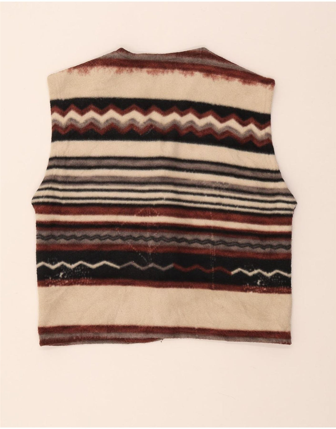 VINTAGE Mujer Duffle Fleece Gilet Reino Unido 14 Rayas multicolores medianas