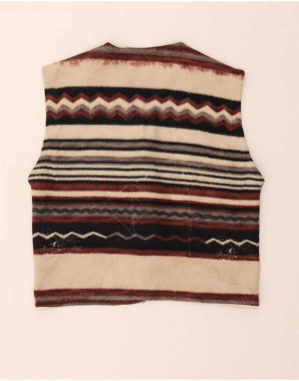 VINTAGE Mujer Duffle Fleece Gilet Reino Unido 14 Rayas multicolores medianas