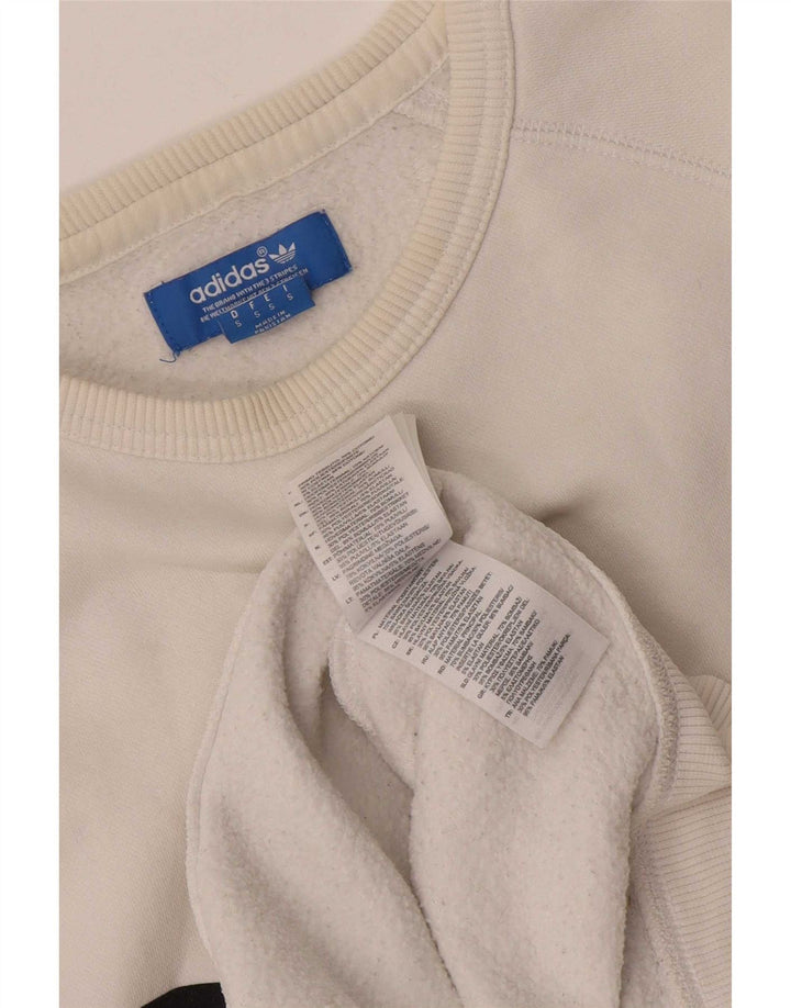 Adidas Hombre Sudadera Gráfica Jersey Pequeño Algodón Blanco