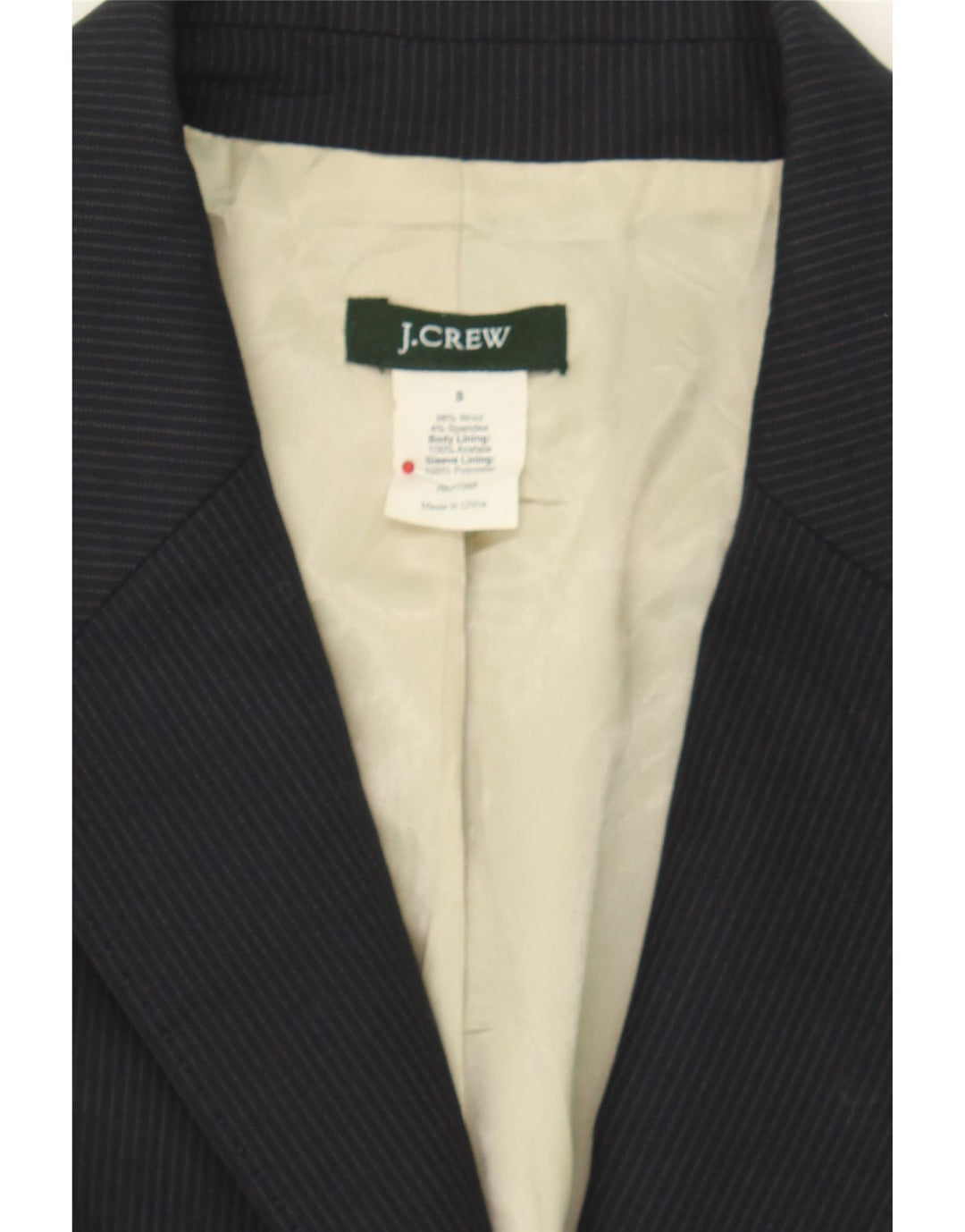 J. CREW Womens 2 Button Blazer Jacket US 8 Medium Navy Blue Pinstripe Wool Vintage J. Crew and Second-Hand J. Crew from Messina Hembry 