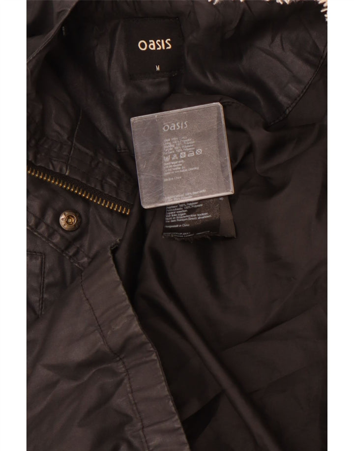 OASIS Chaqueta Parka con Capucha para Mujer UK 44 Mediana Algodón Negro