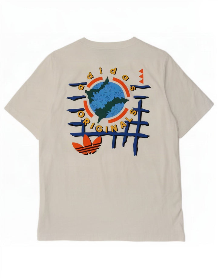 Adidas - Camiseta gráfica para hombre, talla mediana, algodón blanco