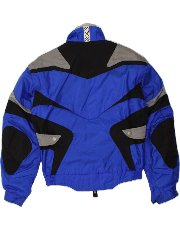 SPIDI Mens Graphic Racer Jacket UK 38 Medium Blue Colourblock Polyester Vintage Spidi and Second-Hand Spidi from Messina Hembry 