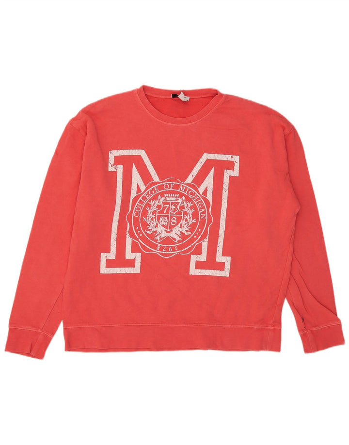 Topshop Sudadera extragrande con estampado gráfico para mujer, talla 40, algodón rosa medio