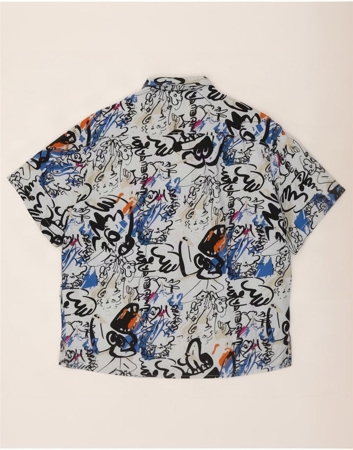 Element Camisa De Manga Corta Con Estampado Abstracto De Viscosa Azul Pequeño Para Hombre
