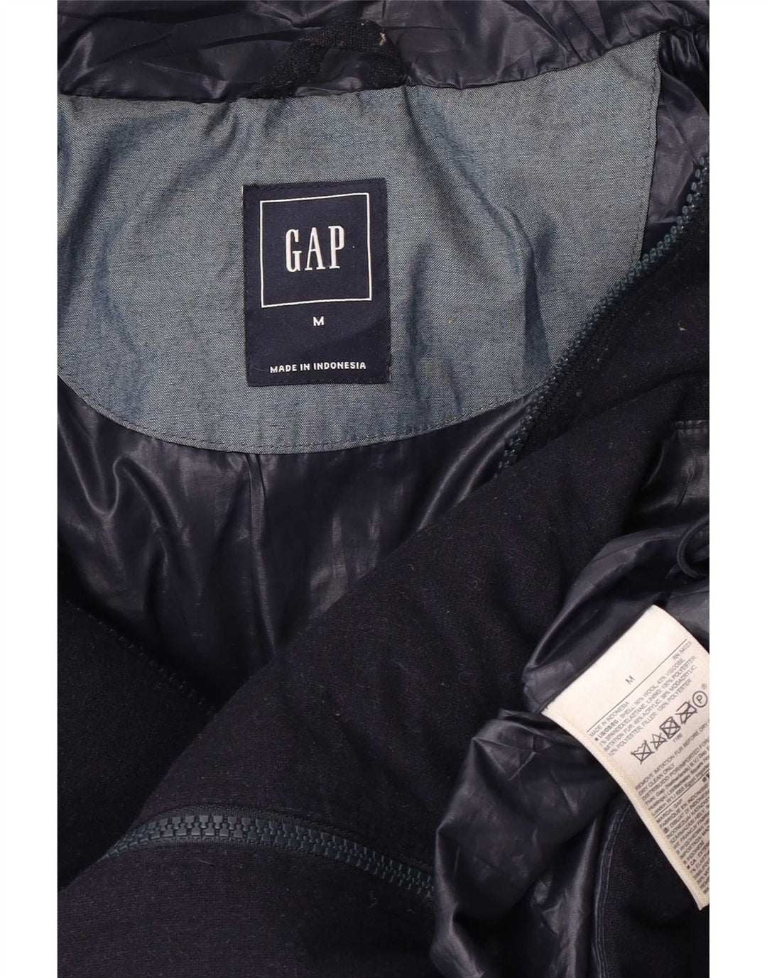 Chaqueta acolchada con capucha para mujer Gap UK 44 Lana azul marino mediana