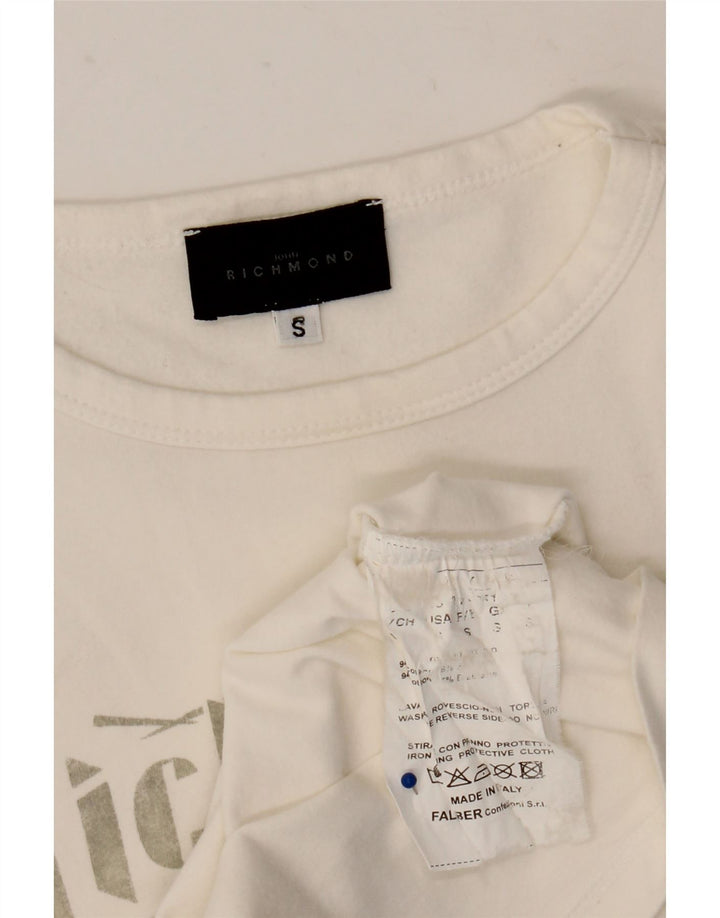 Richmond Top gráfico para hombre de manga larga de algodón blanco pequeño
