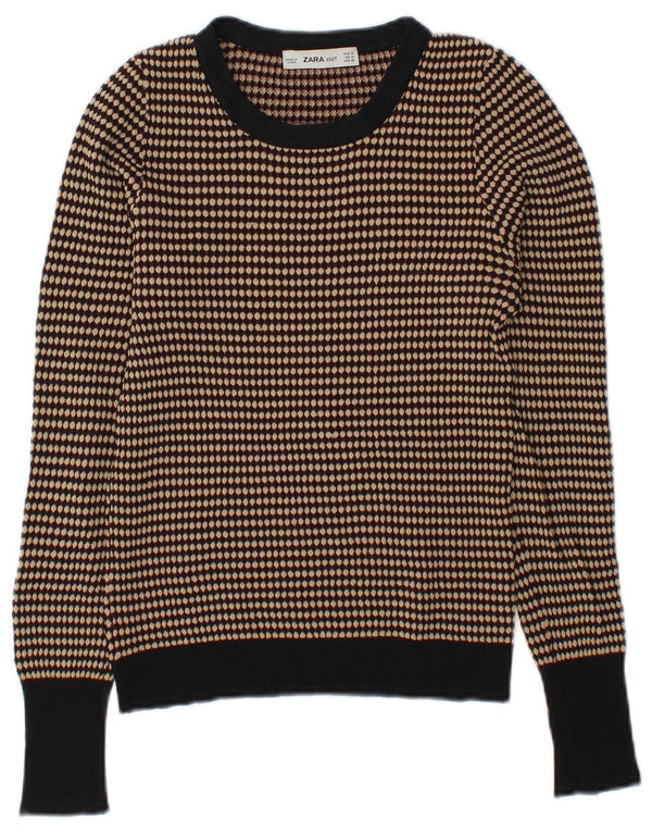 Zara - Jersey con cuello barco para mujer, talla 40, viscosa geométrica, color marrón medio