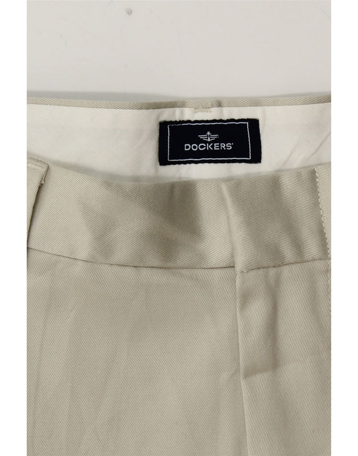 DOCKERS Pantalón chino con pinzas para hombre W32 L29 Algodón gris