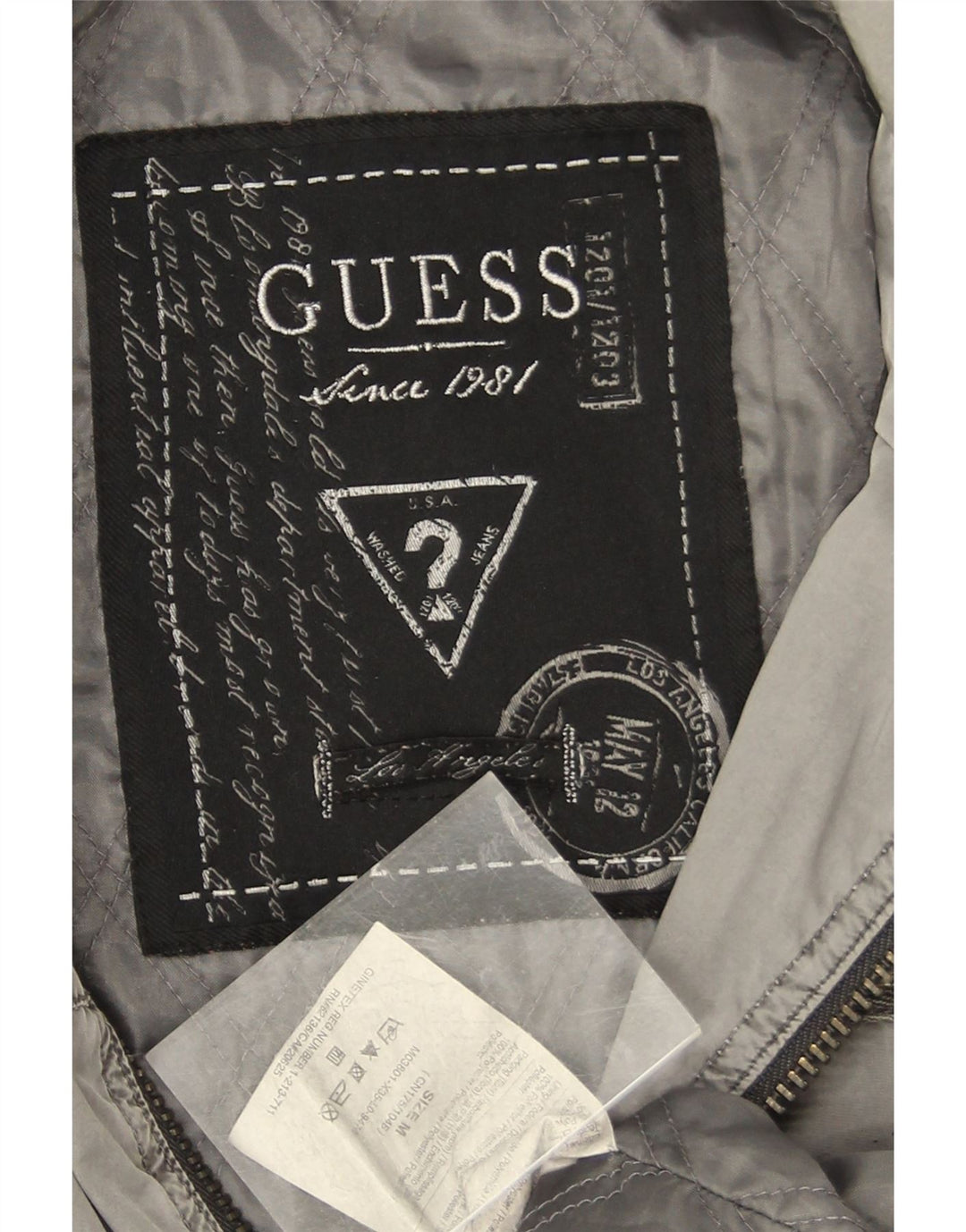 Guess Chaqueta Bomber Hombre UK 38 Poliéster Gris Medio