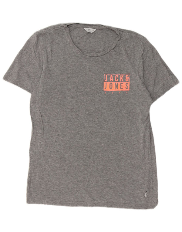 JACK & JONES Hombre Camiseta Gráfica Top Small Gris Algodón