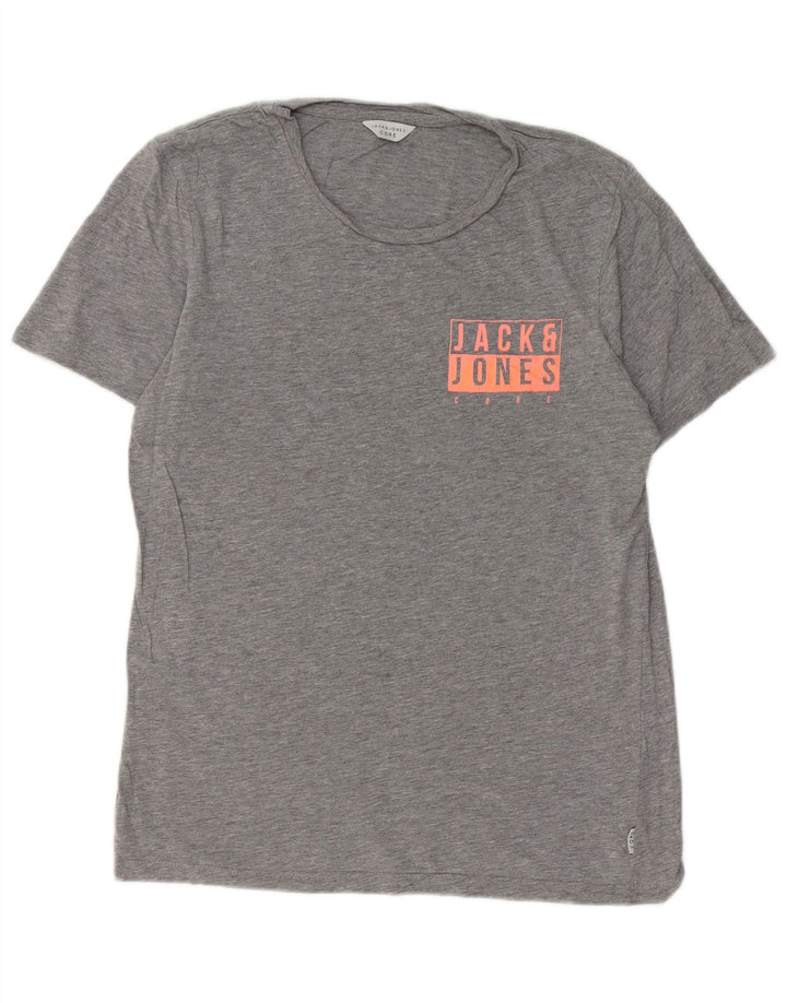 JACK & JONES Hombre Camiseta Gráfica Top Small Gris Algodón