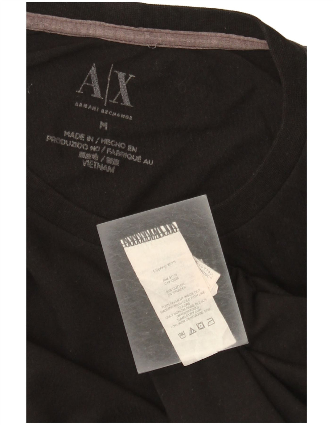 Armani Exchange Camiseta gráfica para hombre Top Medium Black Cotton