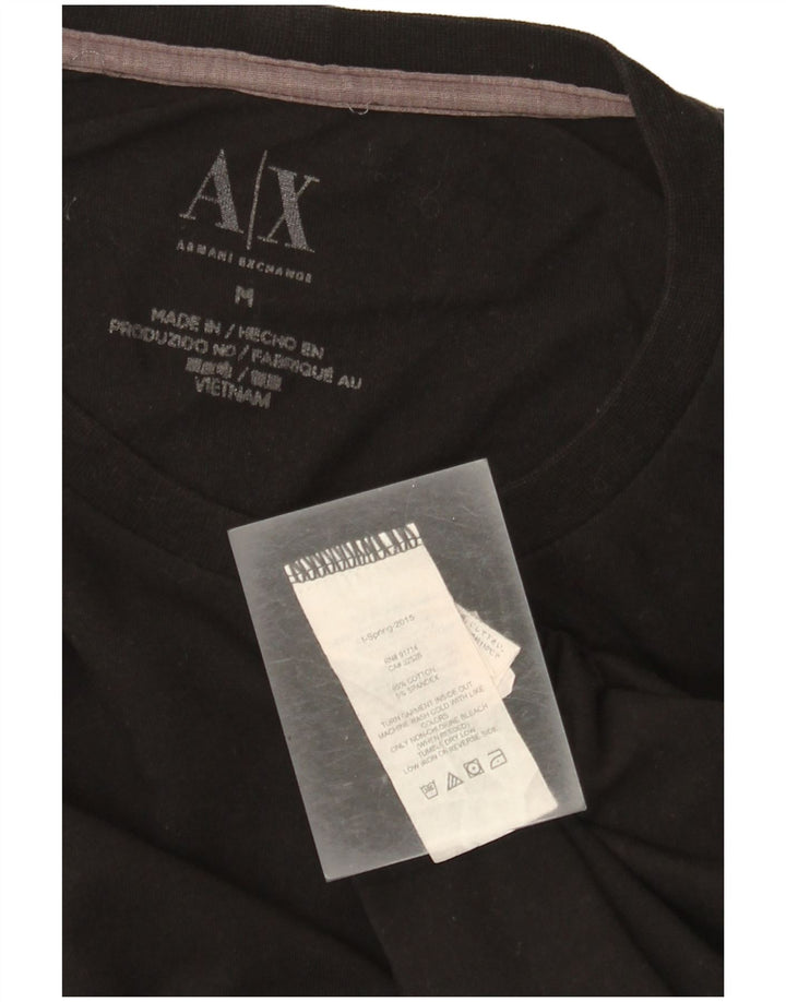 Armani Exchange Camiseta gráfica para hombre Top Medium Black Cotton