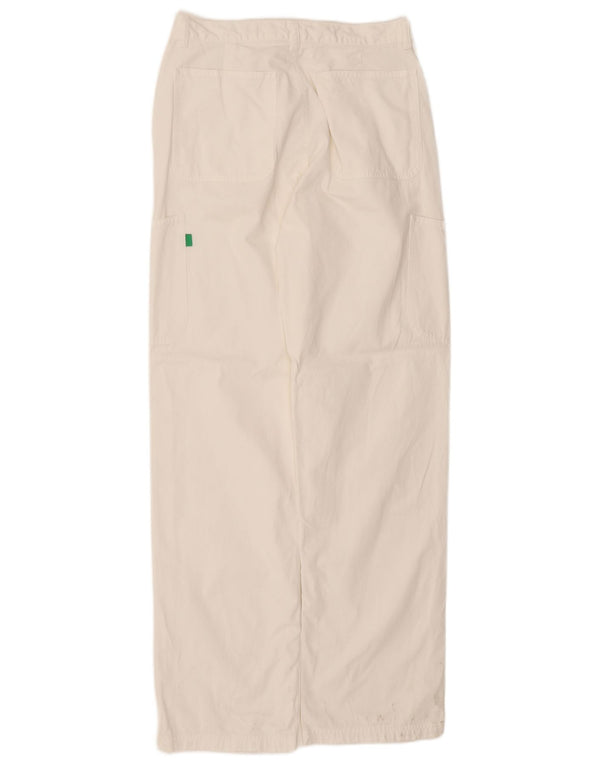Benetton Pantalón Cargo Recto Hombre IT 48 Medium W30 L33 Algodón Blanco