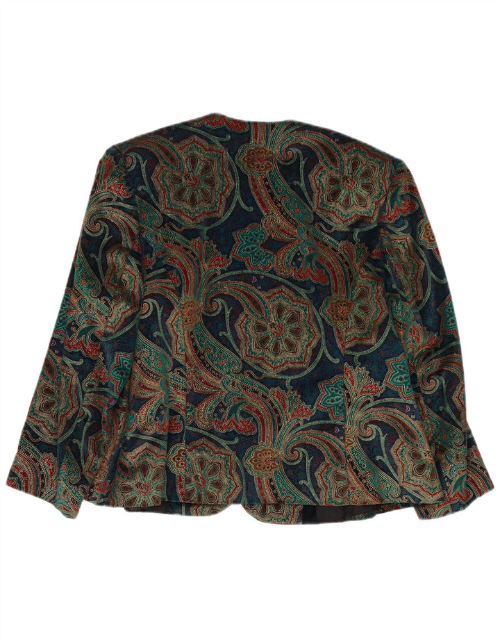 Vintage mujer 3/4 manga Blazer chaqueta Reino Unido 14 medio multicolor Paisley