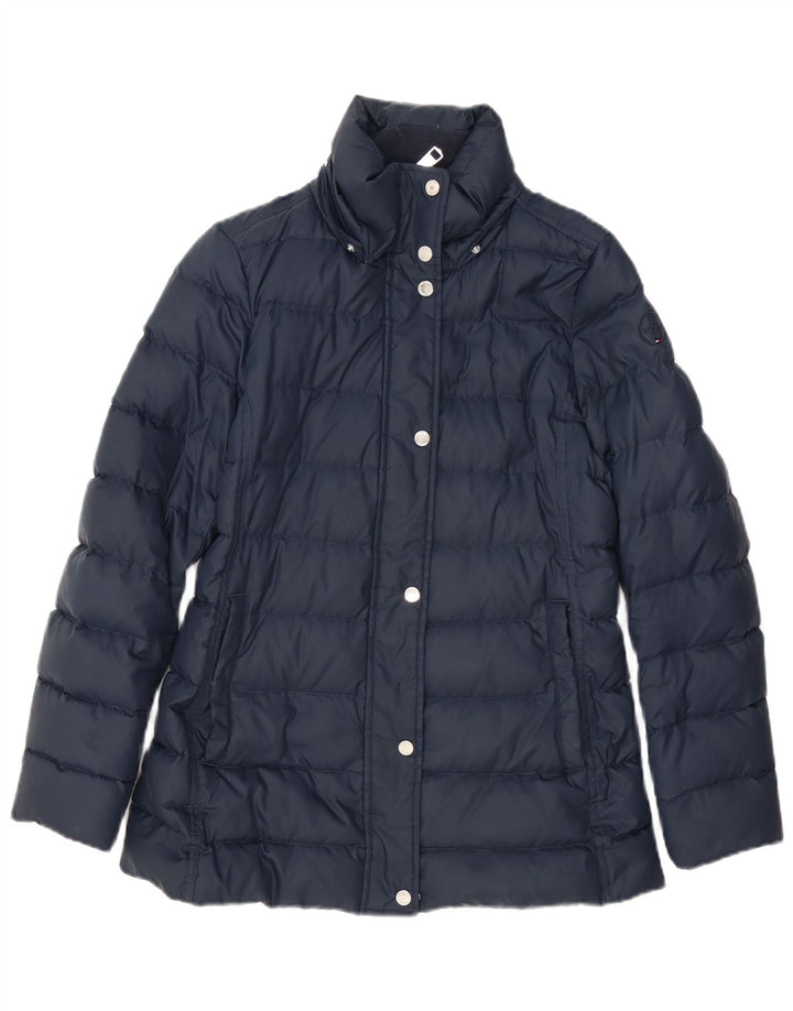 Tommy Hilfiger Abrigo acolchado extragrande para mujer UK 10 Small Poliéster azul marino