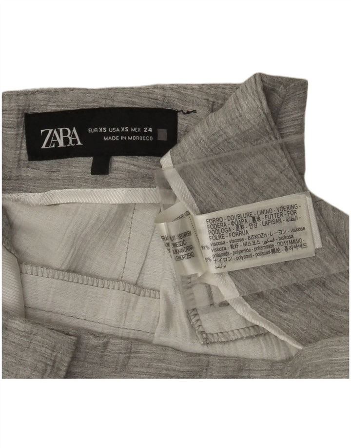 ZARA Mujer Pantalón Chino Recto XS W27 L32 Gris Viscosa