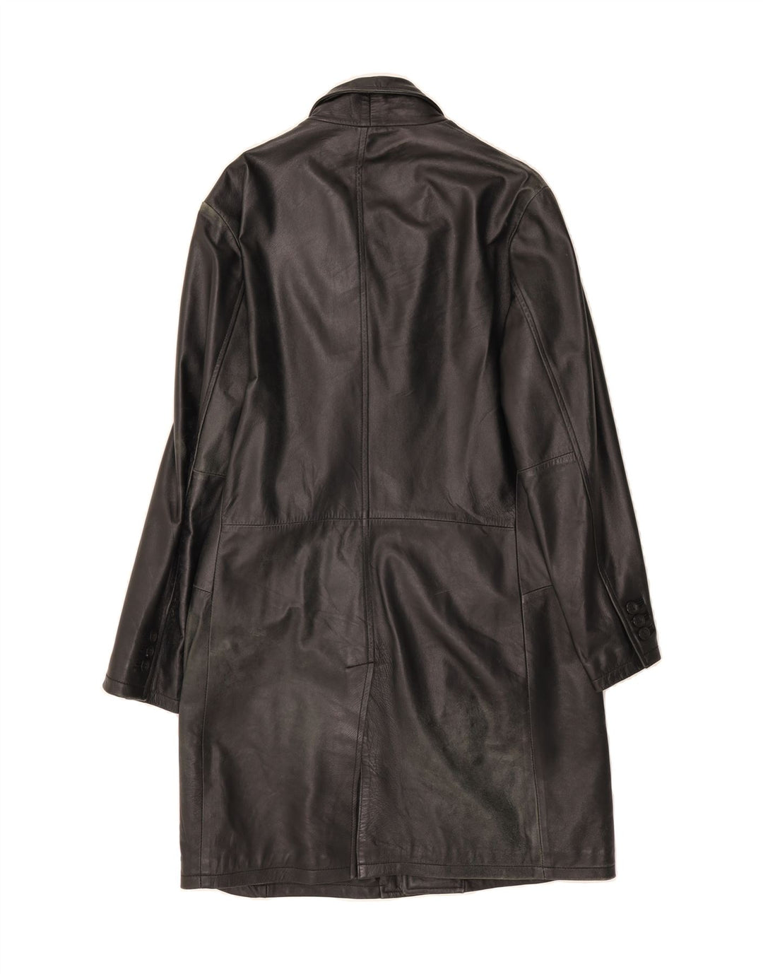 VINTAGE Womens Leather Coat IT 44 Medium Black Leather Vintage Vintage and Second-Hand Vintage from Messina Hembry 