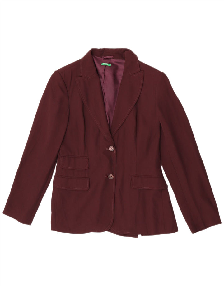Benetton Blazer De 2 Botones IT 42 Viscosa Burdeos Medio