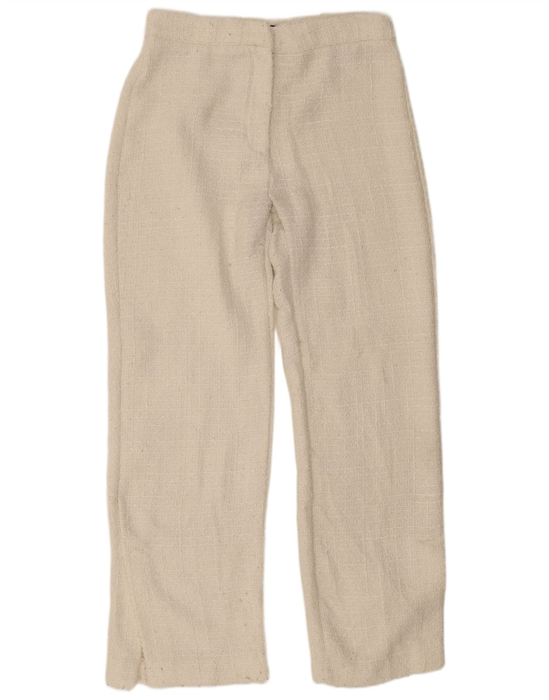 Zara Mujer Pantalón Casual Recto Grande W30 L31 Poliéster Blanco