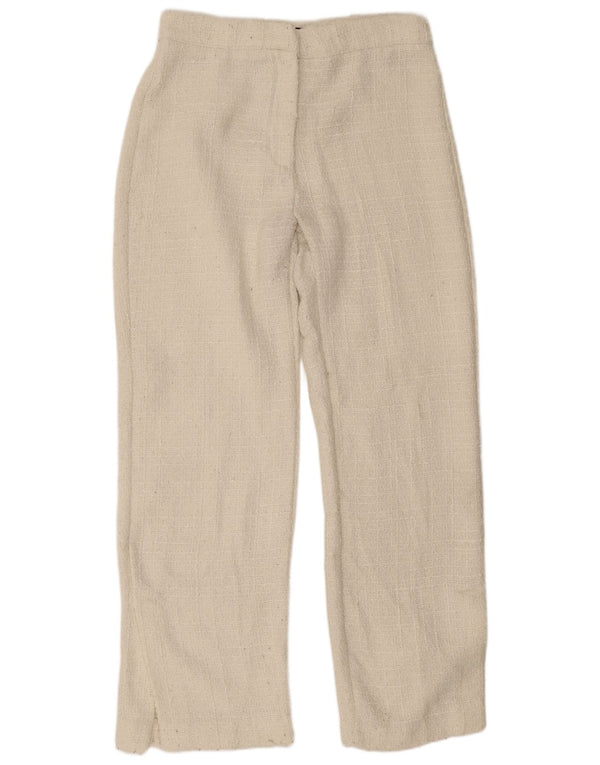 Zara Mujer Pantalón Casual Recto Grande W30 L31 Poliéster Blanco