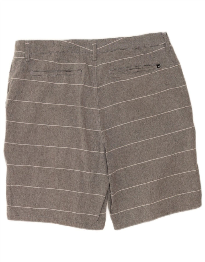 Hurley Pantalones cortos chinos para hombre W32 Algodón a rayas gris medio