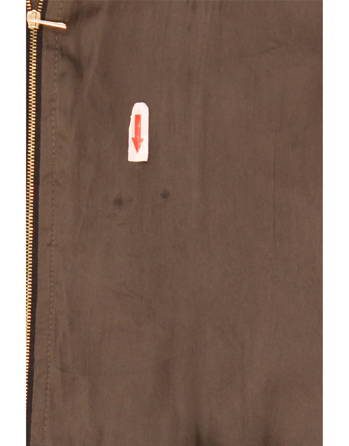 Zara Mujer Chaqueta Bomber Extragrande UK 10 Small Caqui Colorblock Poliéster