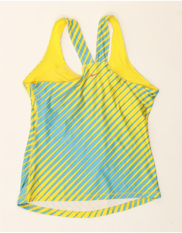Nike Camiseta sin mangas para mujer US 8/10 Poliéster a rayas amarillas medianas
