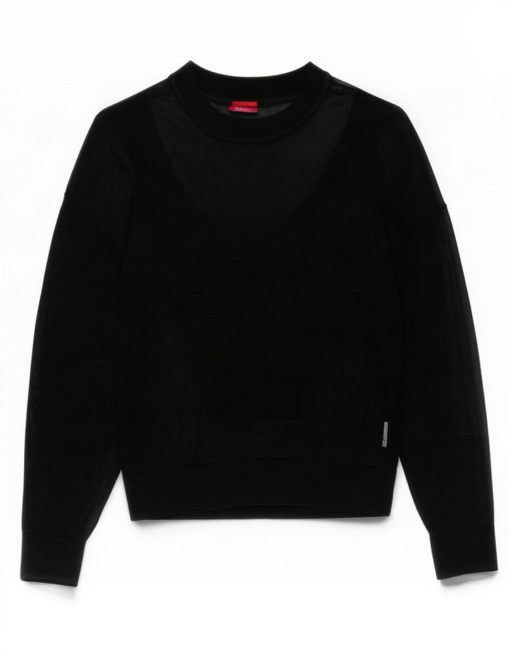 Hugo Boss Mujer Top Manga Larga UK 44 Medio Negro