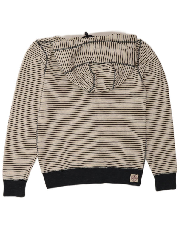 Sudadera con capucha y cremallera para hombre Fat Face XS Algodón a rayas blanco roto