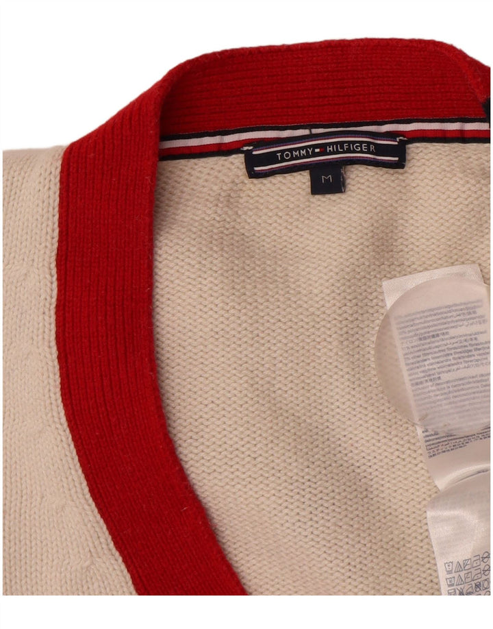 Tommy Hilfiger Jersey con Cuello en V para Hombre Suéter Medio de algodón Blanco Roto