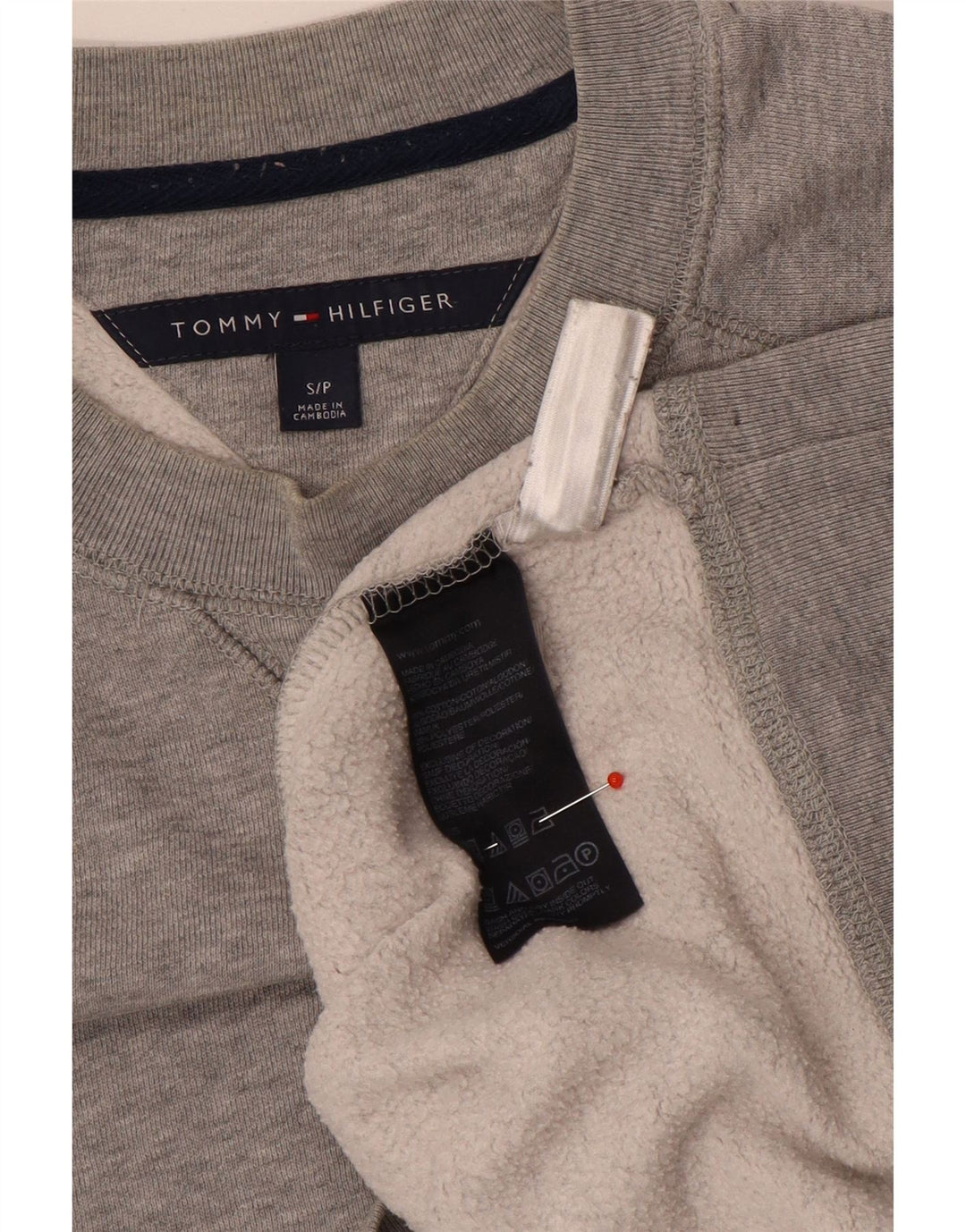 Tommy Hilfiger Hombre Sudadera Jumper Small Gris Moteado Algodón