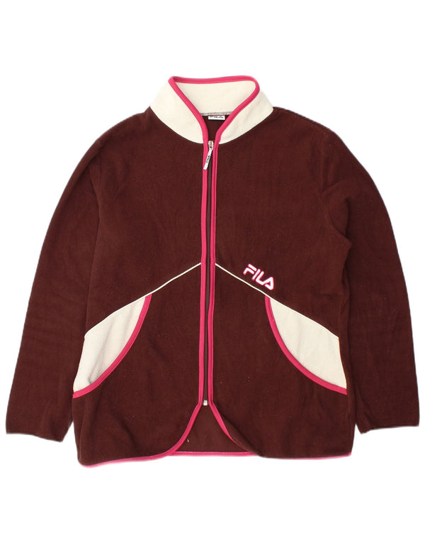 Fila Chaqueta polar para mujer UK 46 Large Borgoña Colorblock